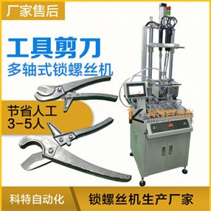 五金工具剪刀多迪式自動螺絲機，壓鉚剪刀螺母設置案例